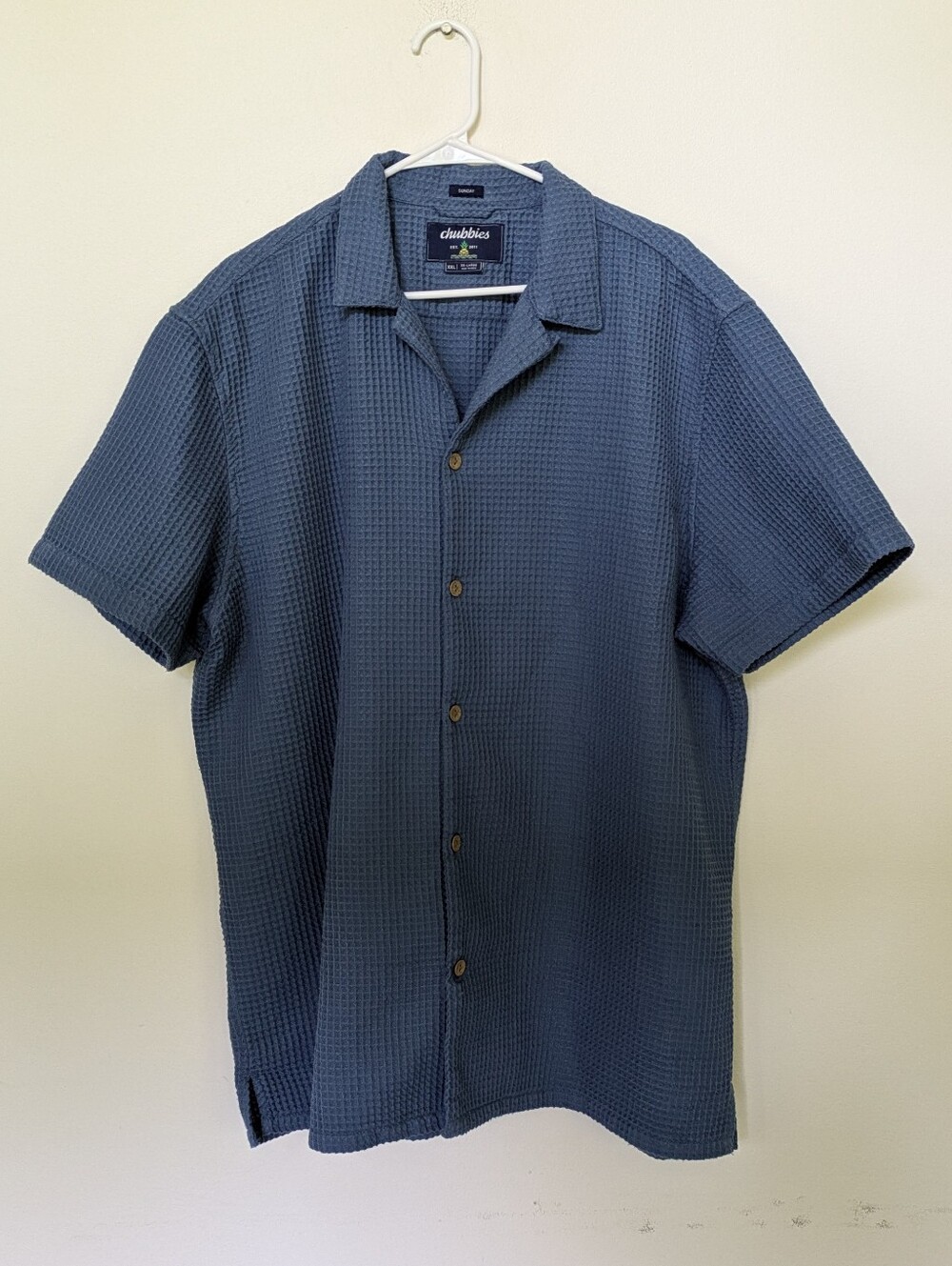 Chubbies Boxy Fit Waffle Sunday Button Shirt Blue XXL